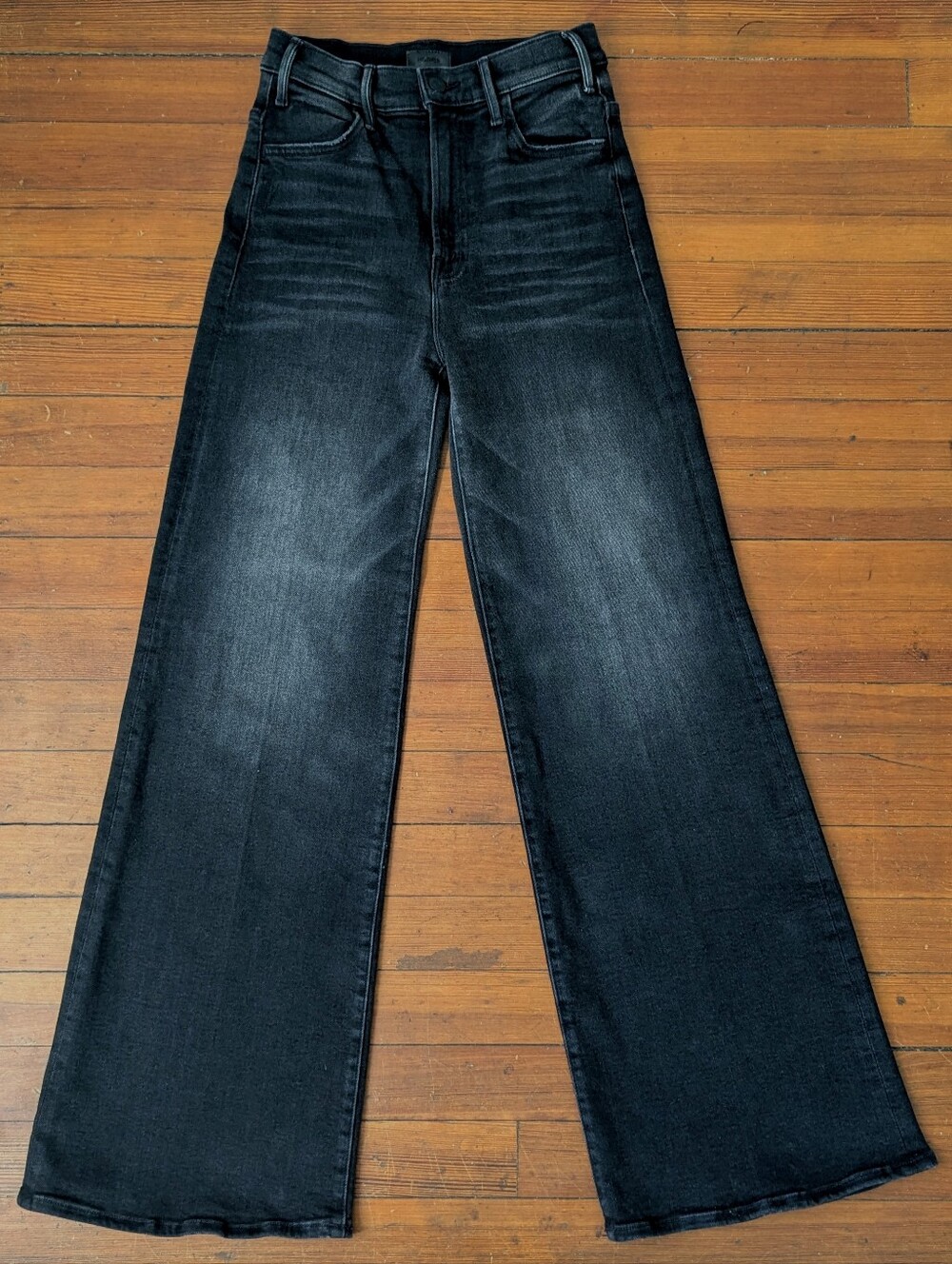 MOTHER Hustler Roller Sneak Jeans 25 Not Today Satan High Rise Wide Leg Flare - Picture 6 of 16